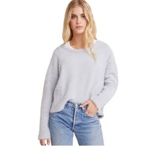 Bella Dahl silver / grey slouchy scoop neck fuzzy long sleeve sweater size XS